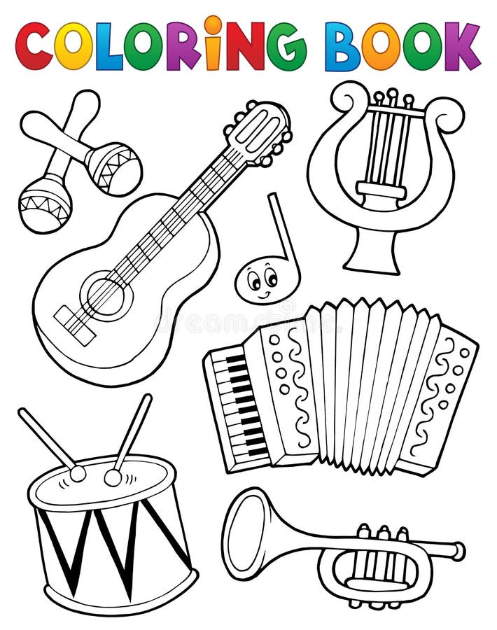Instruments De Musique De Livre De Coloriage 1 Illustration de Vecteur