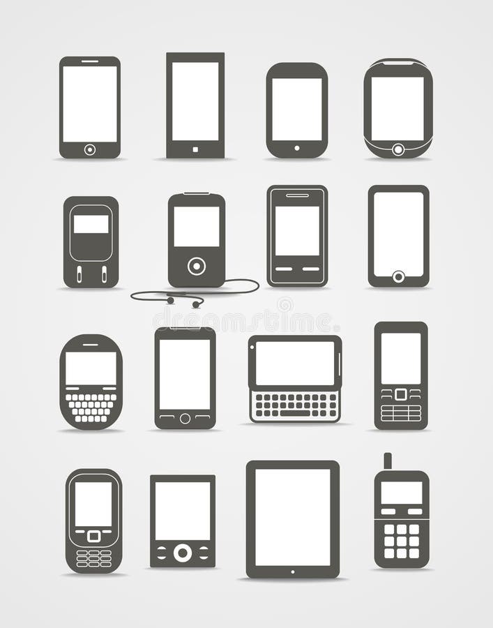 Instruments modernes et de cru de mobile illustration stock Instruments modernes et de cru de mobile illustration stock