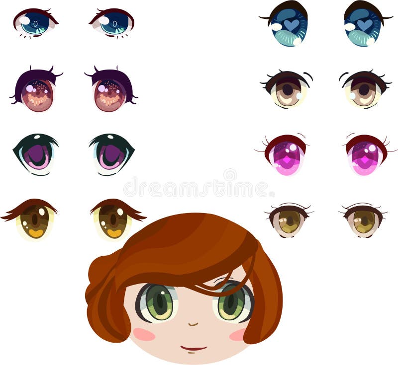 inställda animeögon royaltyfri illustrationer inställda animeögon royaltyfri illustrationer