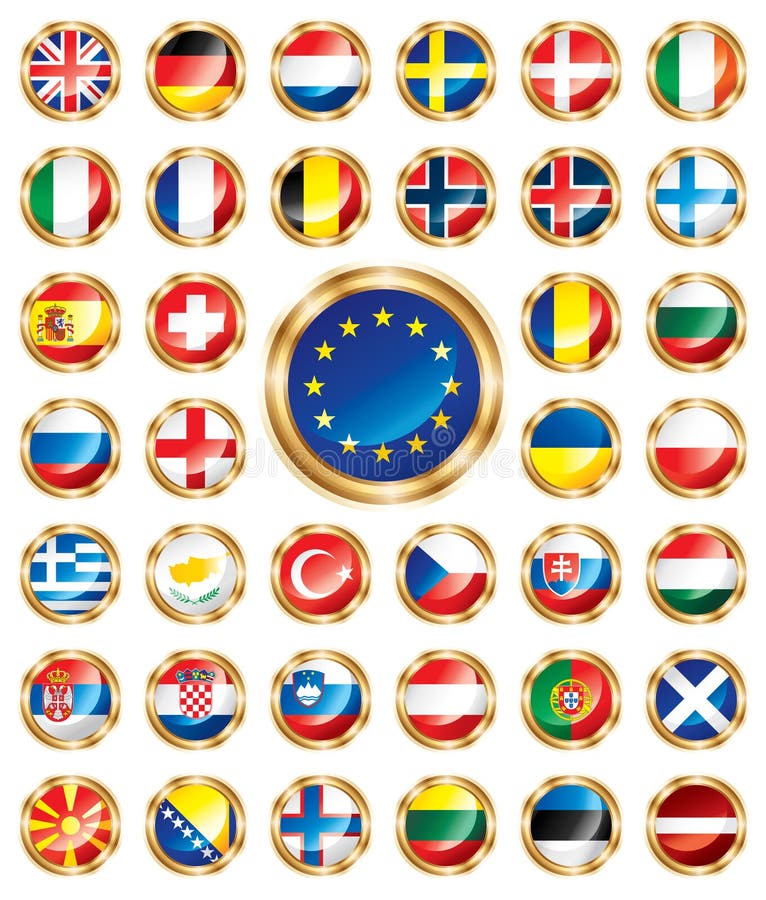 inställda europeiska flaggor för knapp royaltyfri illustrationer inställda europeiska flaggor för knapp royaltyfri illustrationer