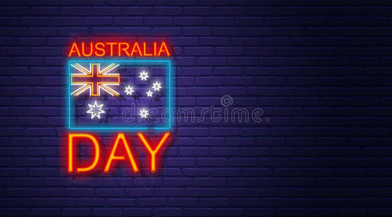 inställda symboler för gåva för flagga för Australien ballongdag Neontecken på tegelstenväggen Australisk medborgare Holi royaltyfri illustrationer inställda symboler för gåva för flagga för Australien ballongdag Neontecken på tegelstenväggen Australisk medborgare Holi royaltyfri illustrationer