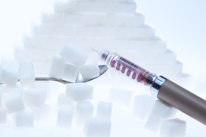 Insulin pen and sugar cubes