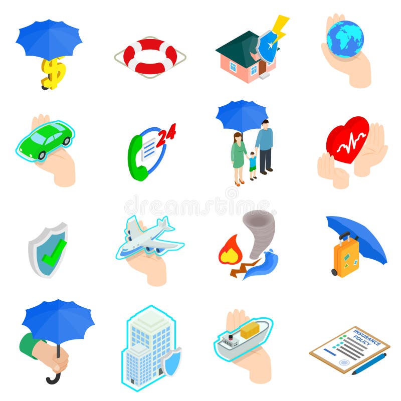 Insurance Icons set, isometric 3d style royalty free illustration Insurance Icons set, isometric 3d style royalty free illustration