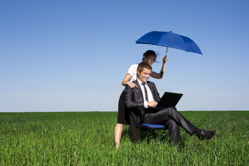 The insurance woman in the field