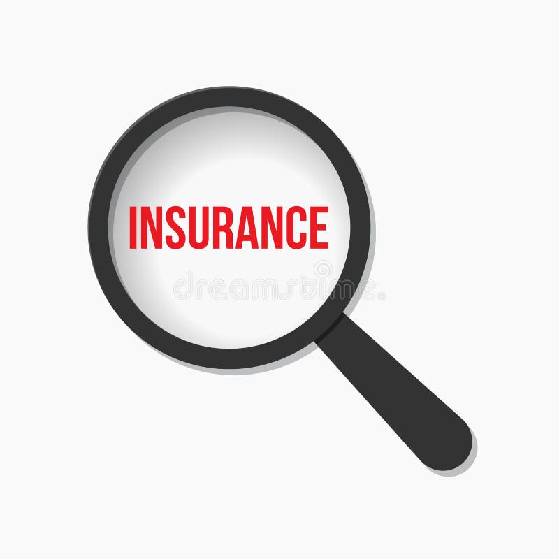 Insurance Word Magnifying Glass Stock Vector - Illustration of office