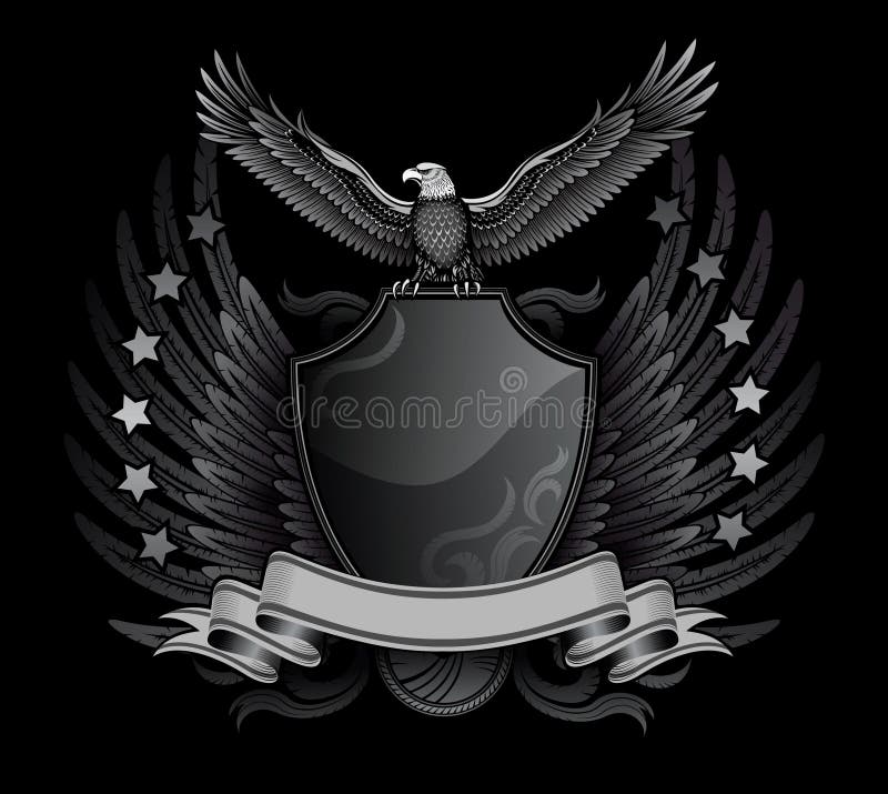 Insígnias da águia e do protetor B&W ilustração do vetor Insígnias da águia e do protetor B&W ilustração do vetor