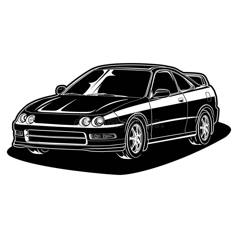 Integra DC2 Car Illustration Stock Illustration - Illustration of road