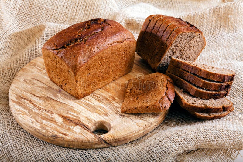 Traditional Integral Bread Over Raw Wheat Cereals Stock Photo Image