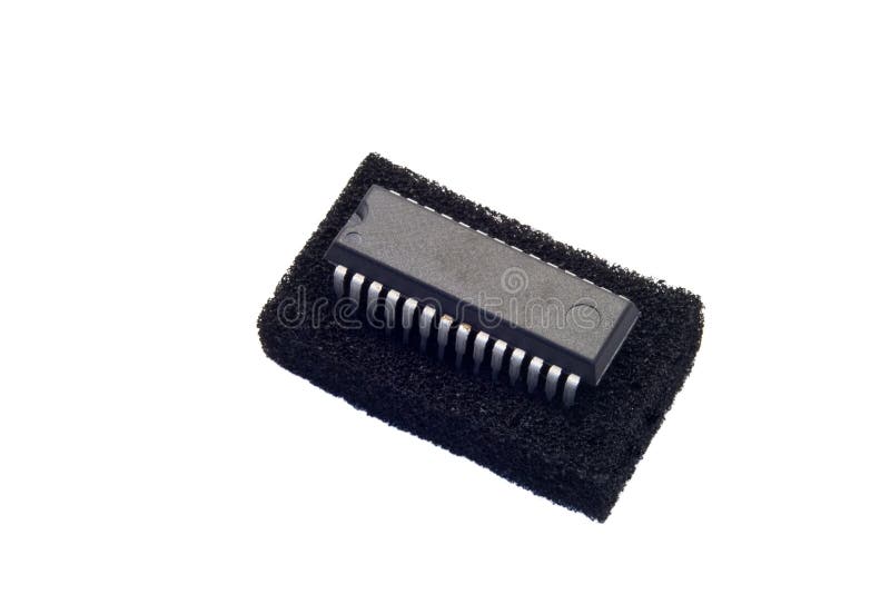 Integrated Circuit in Foam Block royalty free stock photo