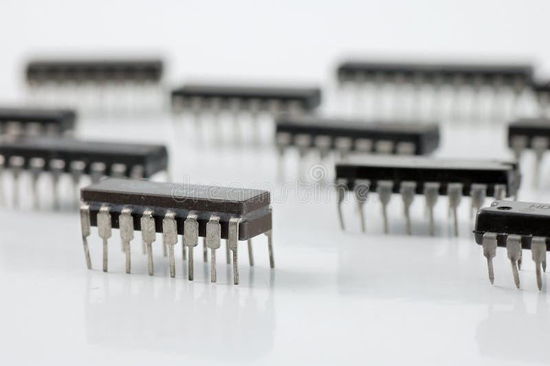 Integrated circuit microchip stock photo