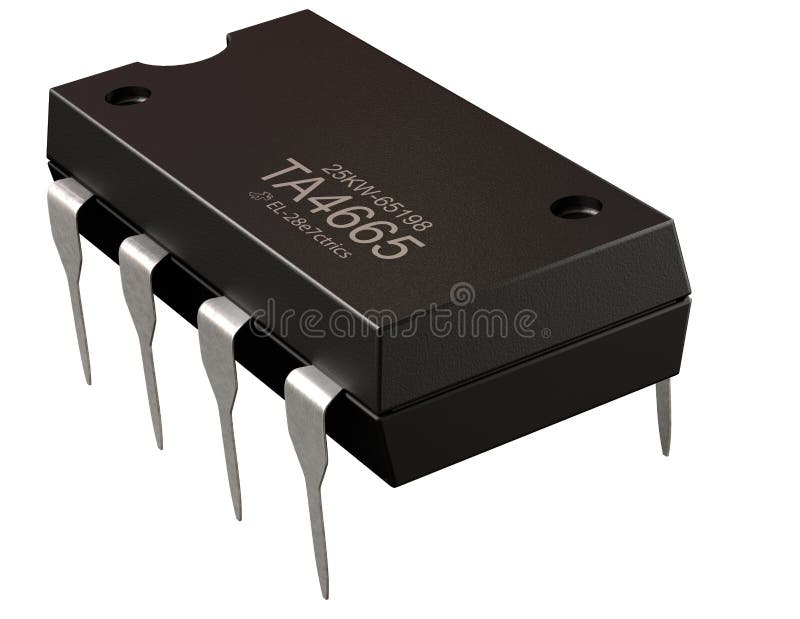 Integrated circuit or 8 pin micro chip. Computer integrated circuit design. stock photo