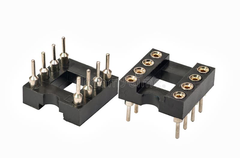 Integrated circuit socket isolated on white background stock image