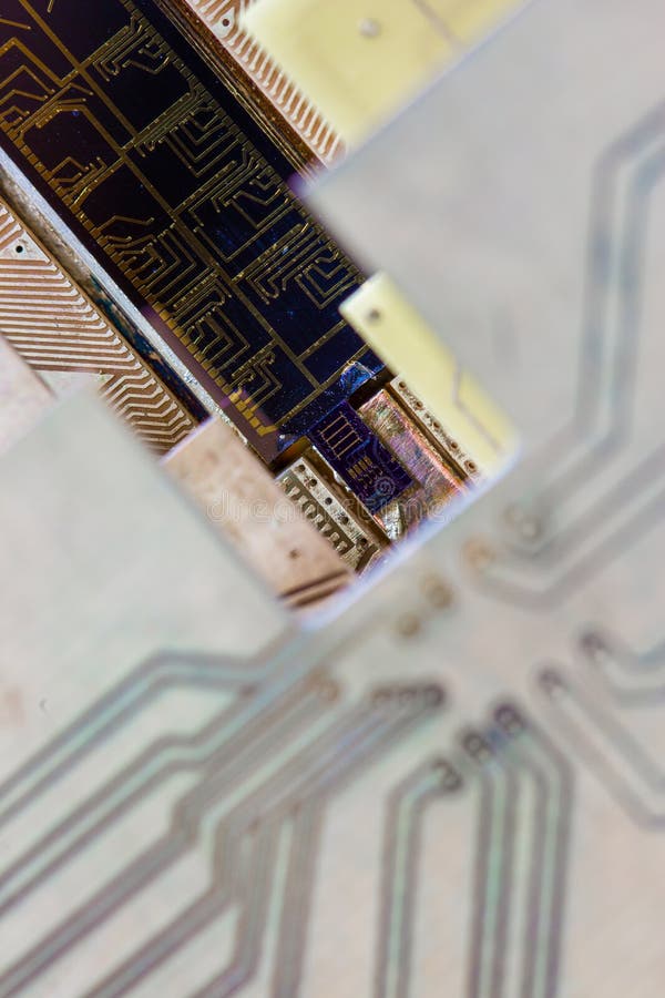 An integrated circuit up close stock photo