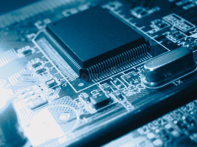 Procesor integrat de comunicații. microprocesor digital. închiderea plăcii de circuite a controlerului computerizat. procesor tehn royalty free stock image