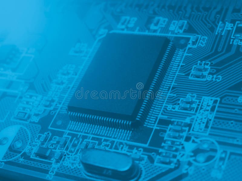 Procesor integrat de comunicații. microprocesor digital. închiderea plăcii de circuite a controlerului computerizat. procesor tehn royalty free stock photos