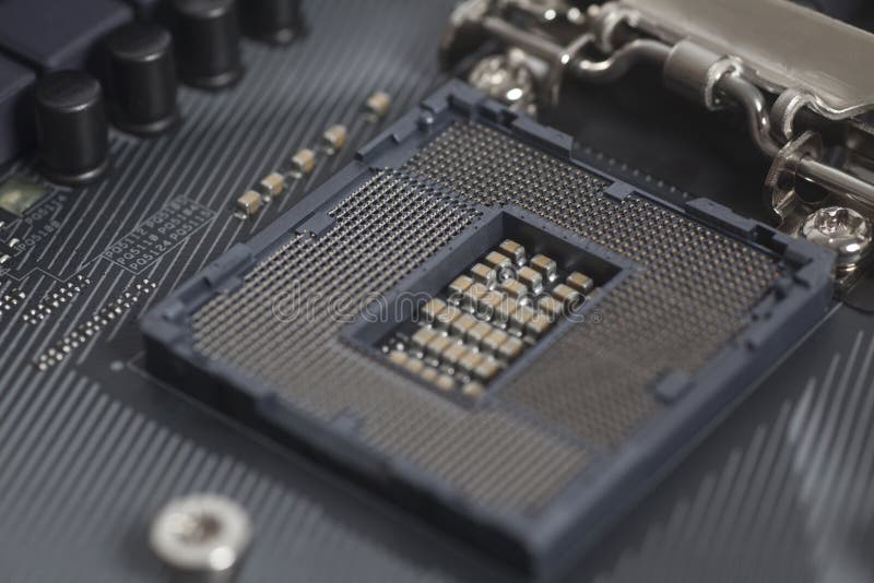 Intel Lga 1151 Cpu Socket On Motherboard Computer Pc Stock Photo