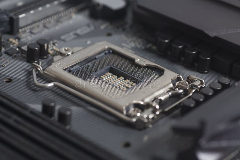 Intel Lga 1151 Cpu Socket On Motherboard Computer Pc Stock Photo