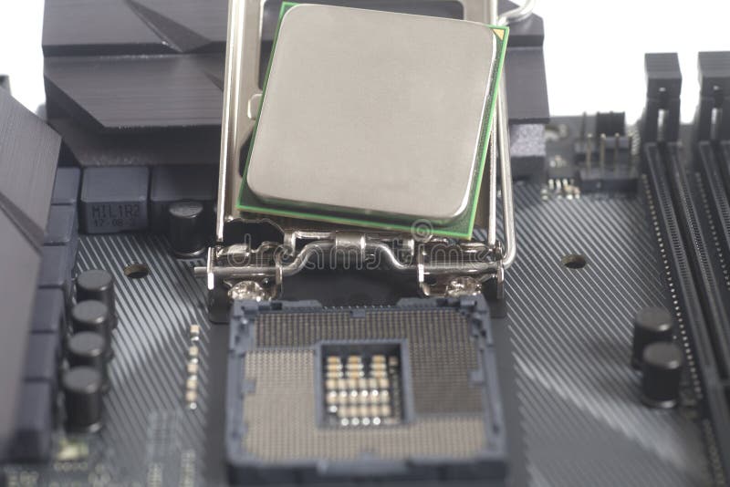 Intel LGA 1151 cpu socket on motherboard Computer PC with Proces royalty free stock photos Intel LGA 1151 cpu socket on motherboard Computer PC with Proces royalty free stock photos