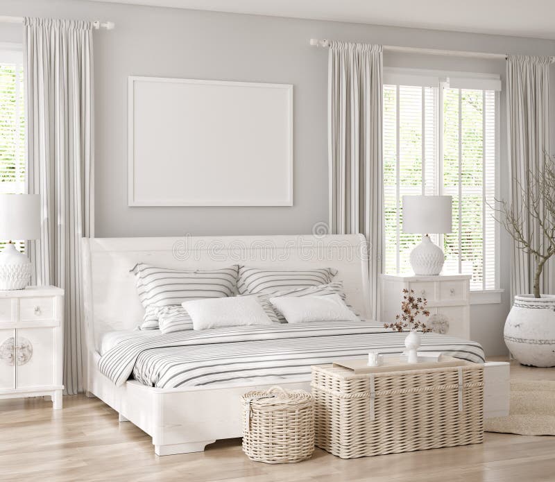 Intelaiatura in bianco cozy camera da letto sullo sfondo interno royalty illustrazione gratis