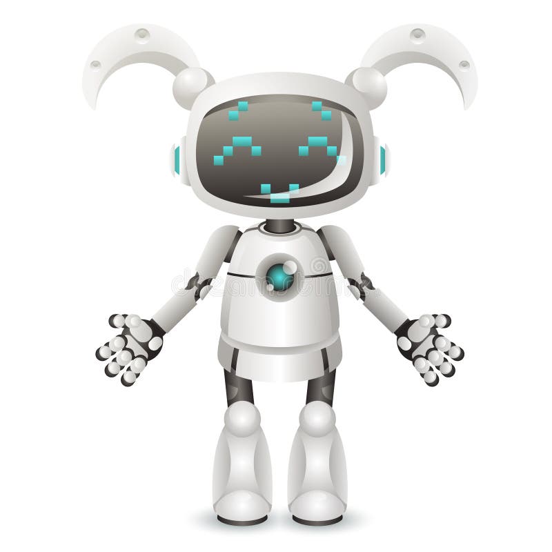 Inteligencia artificial de la muchacha del carácter androide femenino lindo moderno del robot aislada en el diseño realista blanc ilustración del vector