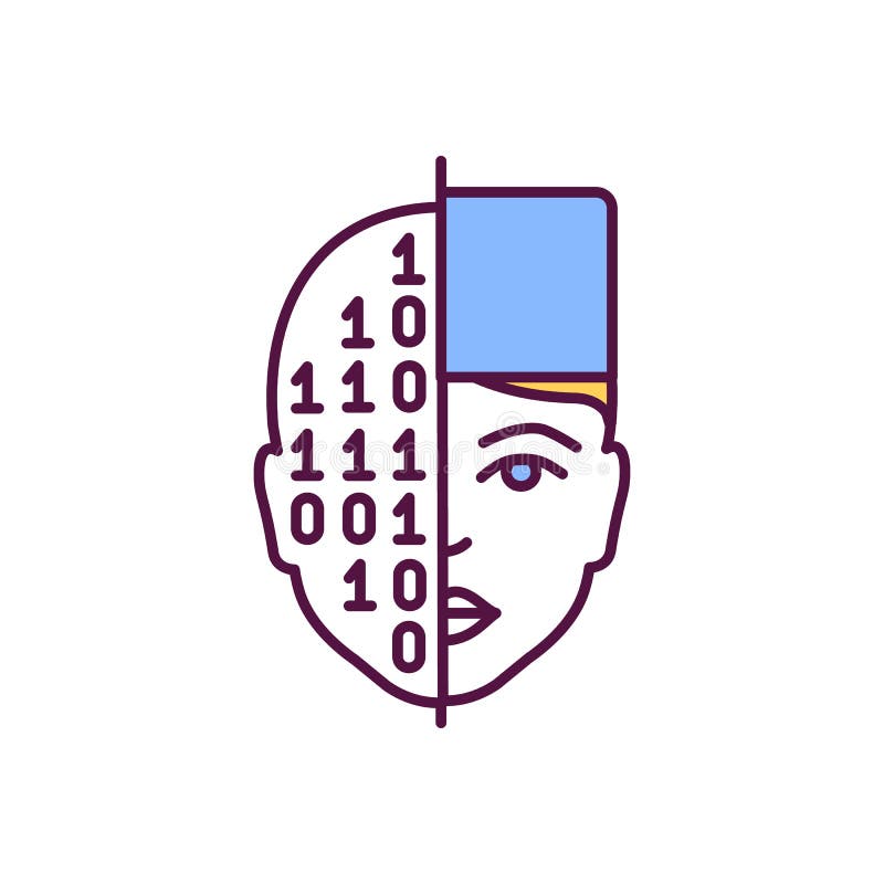 Inteligencia artificial en un icono de color de gb de salud stock de ilustración