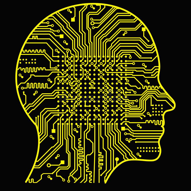 Inteligencia artificial La imagen de los esquemas de la cabeza humana, dentro de cuyo hay una placa de circuito abstracta libre illustration Inteligencia artificial La imagen de los esquemas de la cabeza humana, dentro de cuyo hay una placa de circuito abstracta libre illustration