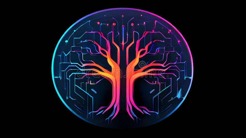 Inteligencia artificial simbolizada en una ilustración de fondo de pantalla abstracta minimalista ilustración del vector