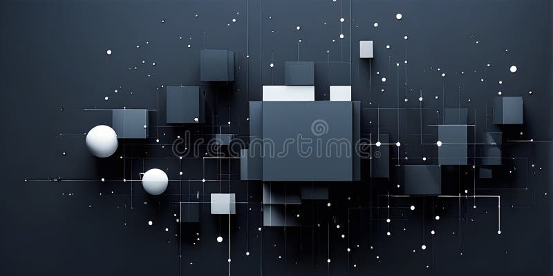 Inteligencia artificial simbolizada en una ilustración de fondo de pantalla abstracta minimalista stock de ilustración
