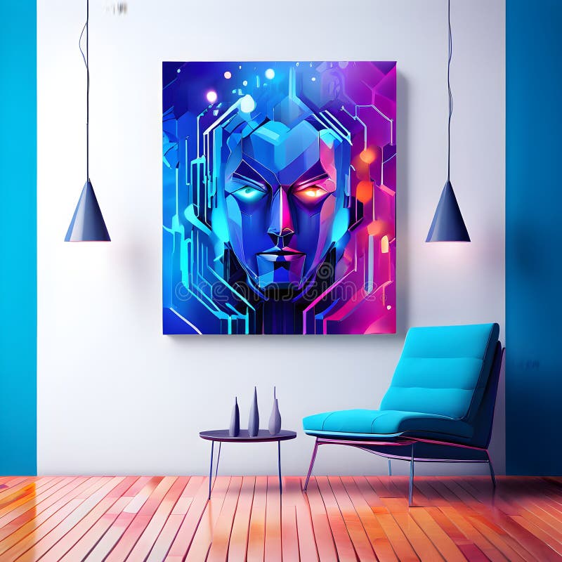 Inteligencia artificial simbolizada en una ilustración de fondo de pantalla abstracta minimalista ilustración del vector