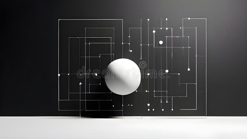 Inteligencia artificial simbolizada en una ilustración de fondo de pantalla abstracta minimalista stock de ilustración