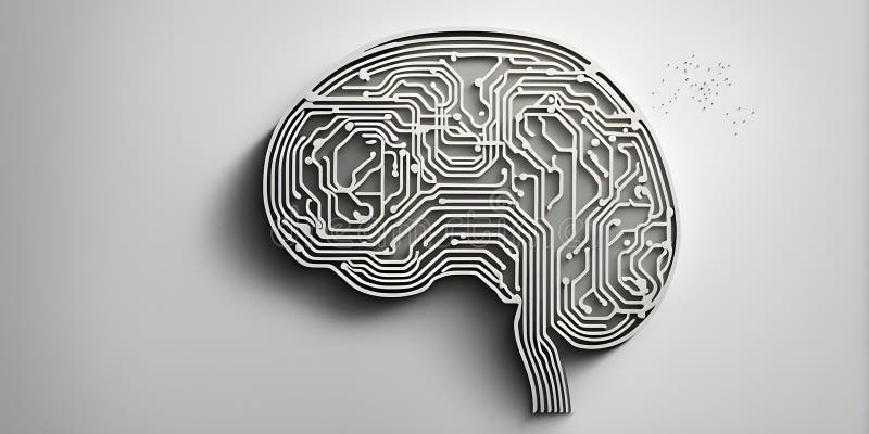 Inteligencia artificial simbolizada en una ilustración de fondo de pantalla abstracta minimalista stock de ilustración