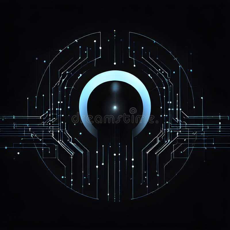 Inteligencia artificial simbolizada en una ilustración de fondo de pantalla abstracta minimalista stock de ilustración