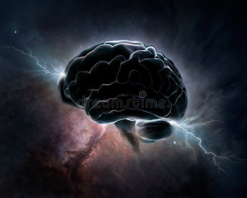 Inteligencia cósmica - cerebro en universo libre illustration Inteligencia cósmica - cerebro en universo libre illustration