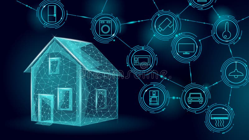 Inteligentna koncepcja technologii automatyki domowej. Urządzenia podłączone do systemu futurystyczny projekt cyfrowy. Bezpieczeńs ilustracja wektor