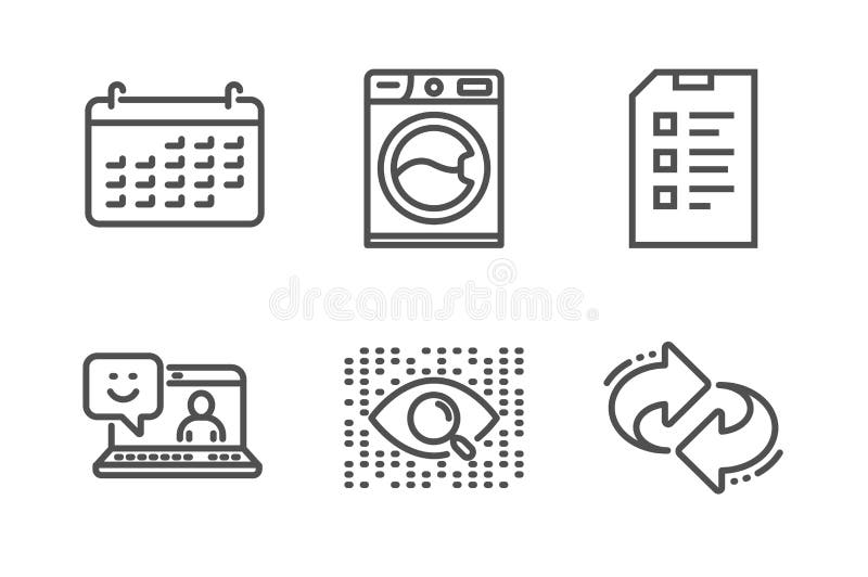 Intelligence artificielle, ensemble d'ic?nes de machine ? laver et de liste de contr?le Souriez, classez et r?g?n?rez les signes illustration stock Intelligence artificielle, ensemble d'ic?nes de machine ? laver et de liste de contr?le Souriez, classez et r?g?n?rez les signes illustration stock