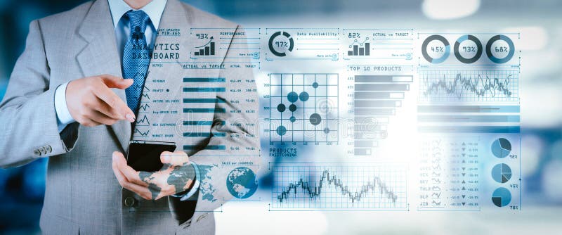 Intelligence BI and business analytics BA with key performance indicators KPI dashboard concept. stock images