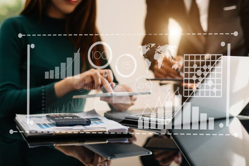 Intelligence BI and business analytics with key performance indicators dashboard concept stock images