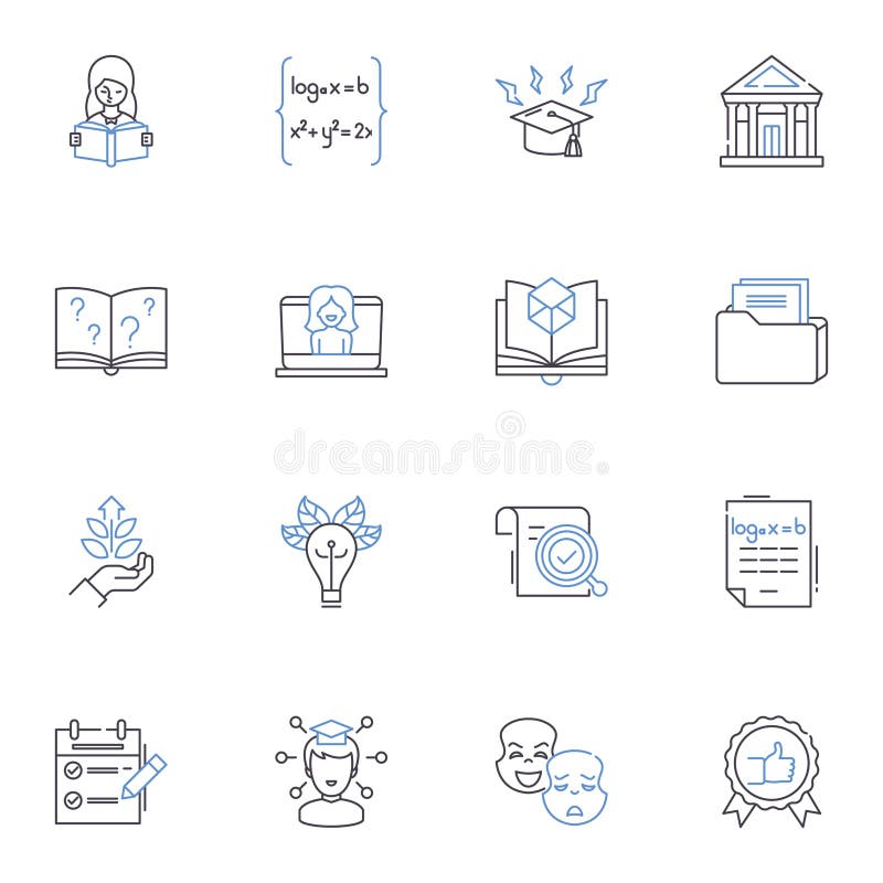 Intelligence line icons collection. Wisdom, Knowledge, Cognition, Acumen, Insight, Brilliance, Ingenuity vector and