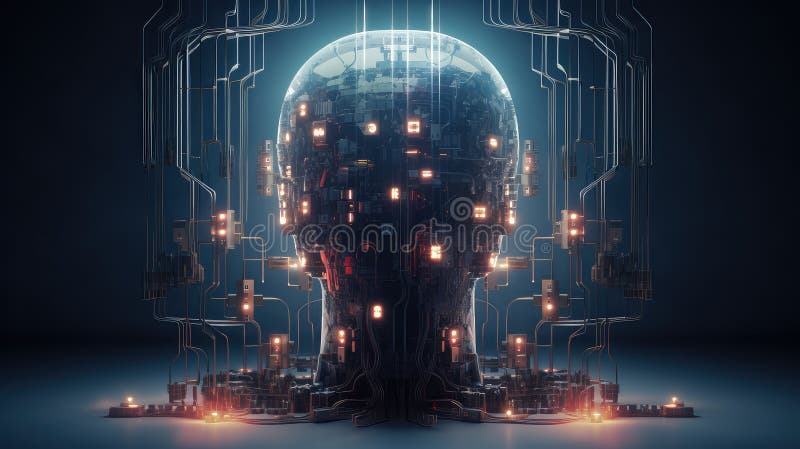 Intelligence neuromorphic computer develop royalty free illustration