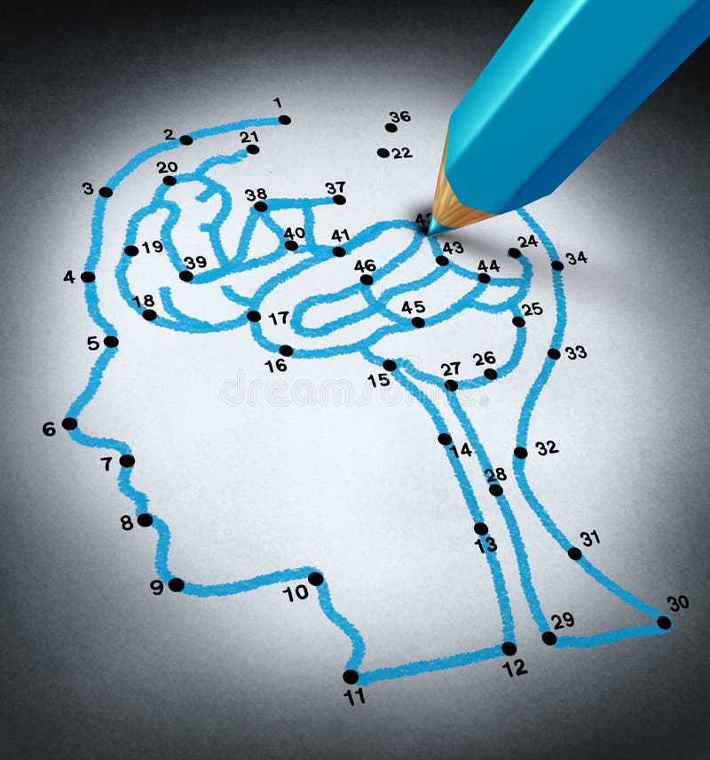 Inteligencia terapia cerebro investigación desafíos cómo médico conectar puntos dibujo conectado de acuerdo azul lápiz representante conformado cómo hombre cabeza pensamiento el organo.