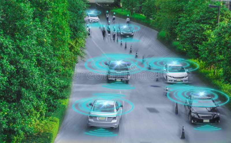 Intelligent car, Autonomous self driving vehicle with artificial royalty free stock photo Intelligent car, Autonomous self driving vehicle with artificial royalty free stock photo