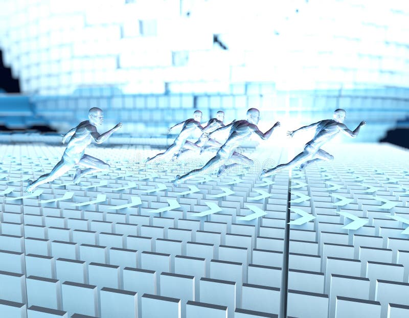 Intelligent human running, network big data transmission and broadband connection, intelligent technology royalty free stock photography