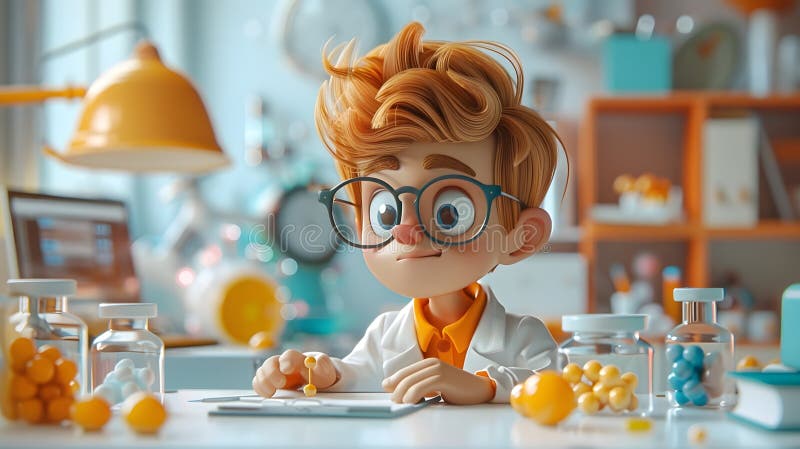 Intelligent Young Scientist Conducts Exciting Experiments in Laboratory royalty free stock photography