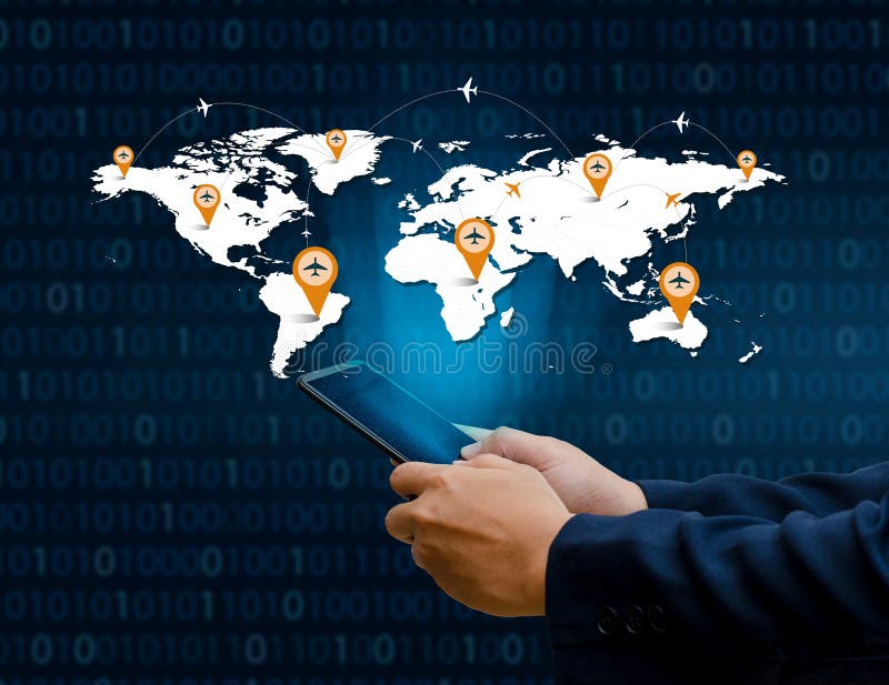 Intelligente Telefone und Kommunikationsweltinternet-Wirtschaftler der Kugel-Verbindungen seltene drücken das Telefon, um in Inte lizenzfreie stockfotos Intelligente Telefone und Kommunikationsweltinternet-Wirtschaftler der Kugel-Verbindungen seltene drücken das Telefon, um in Inte lizenzfreie stockfotos