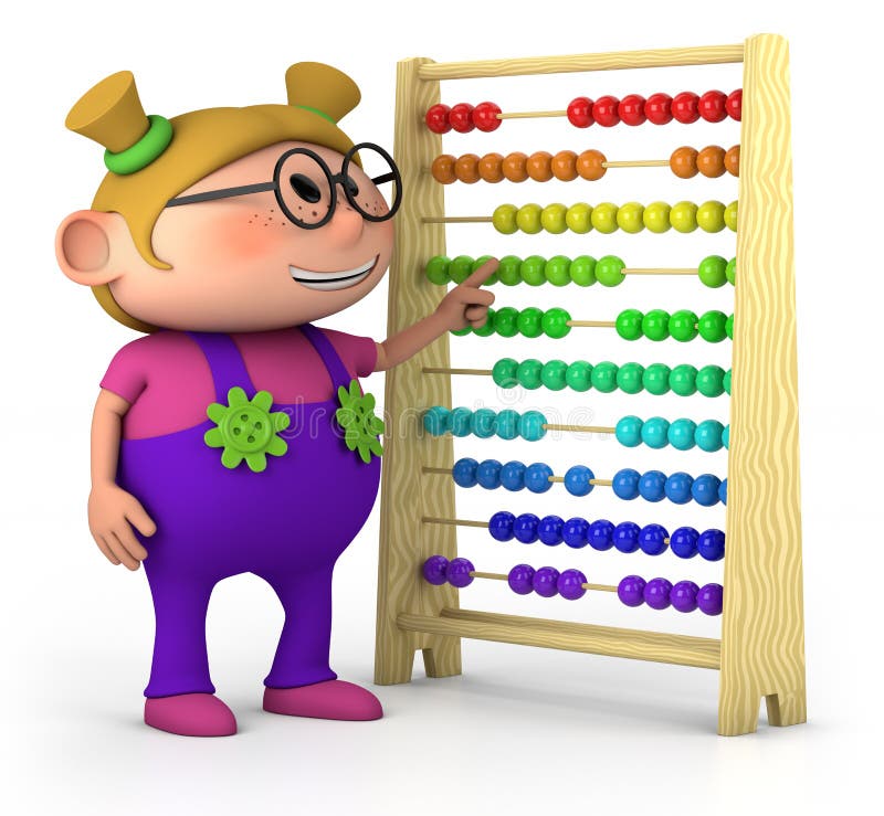 Smart little girl with abacus - high quality 3d illustration - high quality 3d illustration. Smart little girl with abacus - high quality 3d illustration - high quality 3d illustration