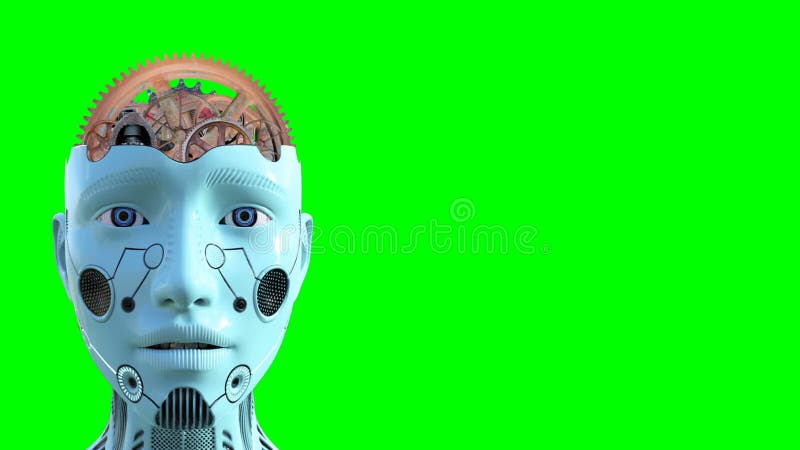 Intelligenza artificiale, cervello, tecnologia, schermo isolato e verde