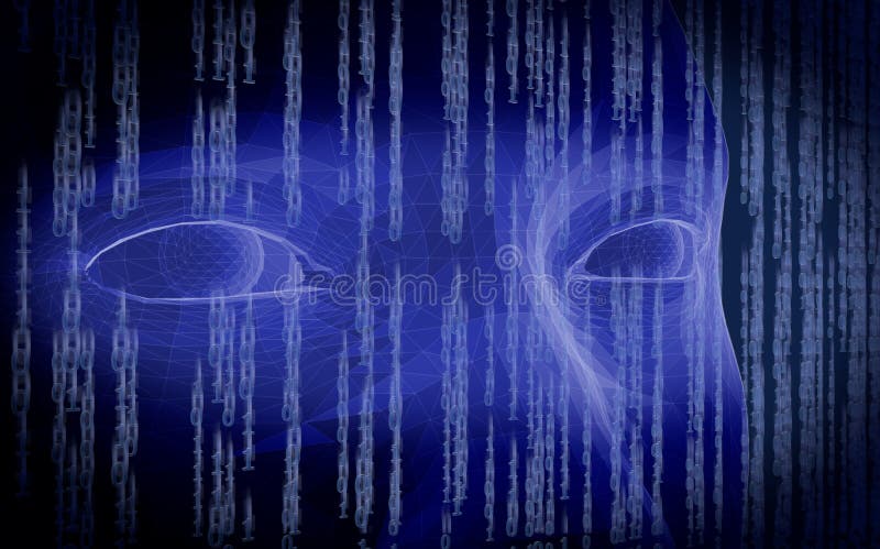 Intelligenza artificiale, volto umano wireframe illustrazione vettoriale