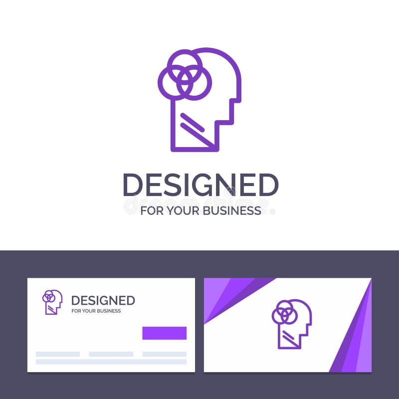 Intelligenza umana del modello creativo di logo e del biglietto da visita, illustrazione umana, intelligente, capa di vettore illustrazione di stock