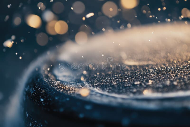Intense Close-Up of Puck in Motion on Ice. stock illustration