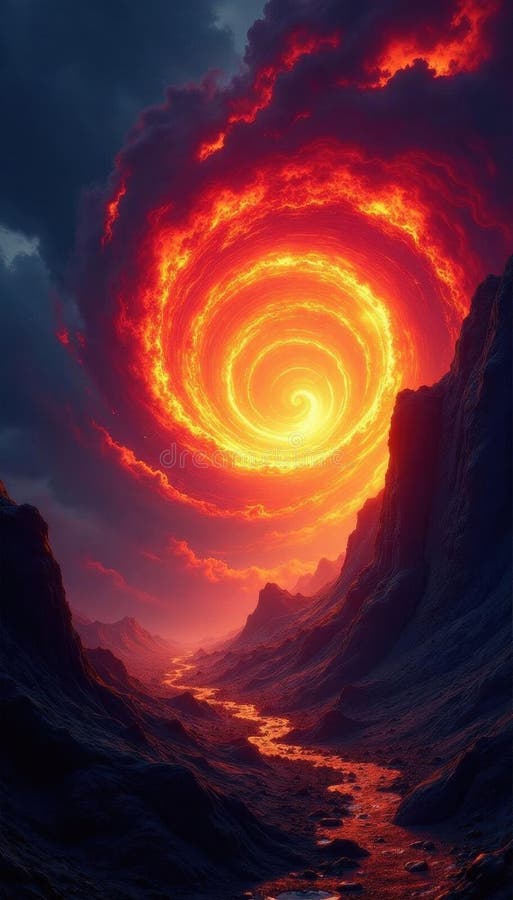 Intense fiery vortex, rich colors, Baroque style, shadow, cinematic, background royalty free illustration